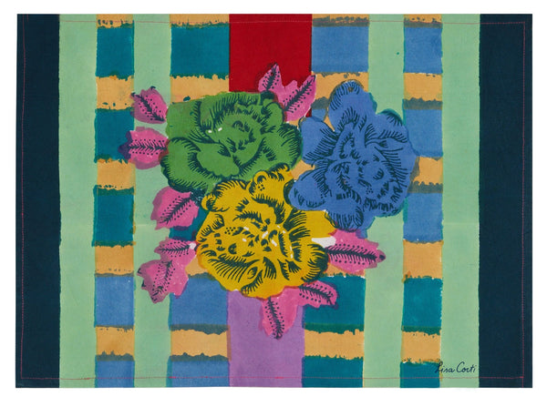 cotton placemat 35x48cm Ankara Aqua