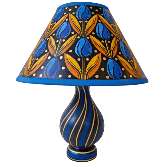 Tulips Hand Painted 10" Lampshade in Blue Gold