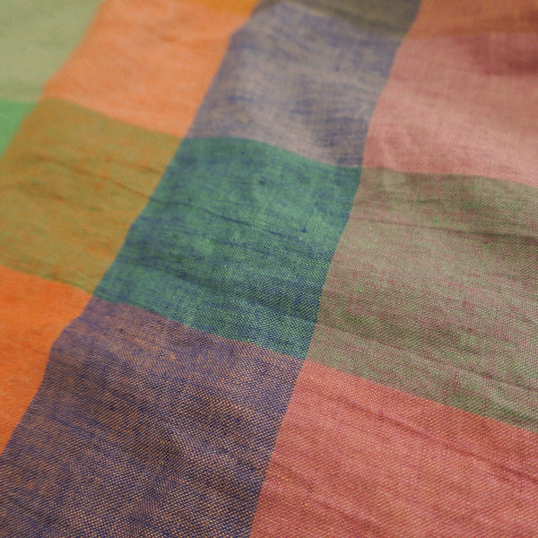Tie-front Rainbow Check Cushion