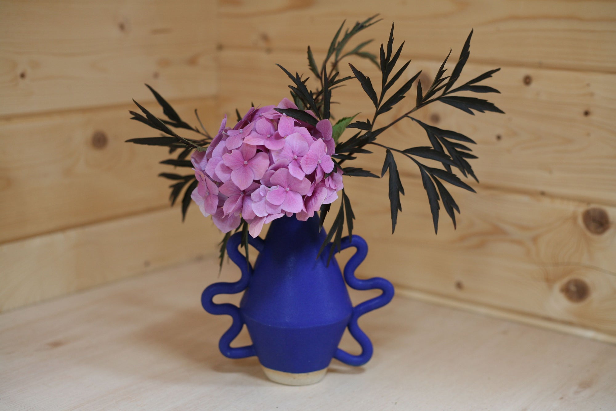 Blue Diamond Vase with Wiggle Handles