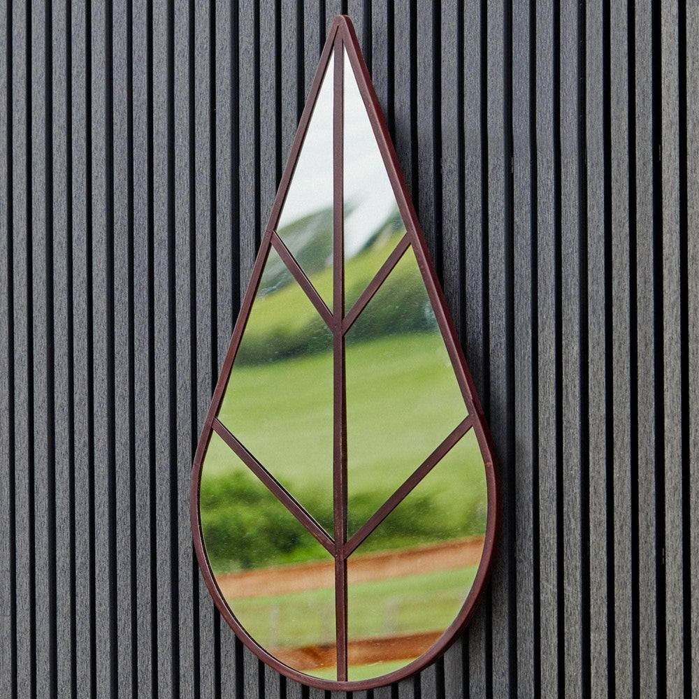 Leaf Outdoor Mirror Natural Rust
