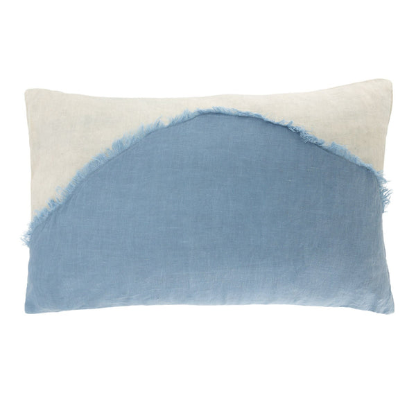 Blue Botanical Linen Pillow Cover