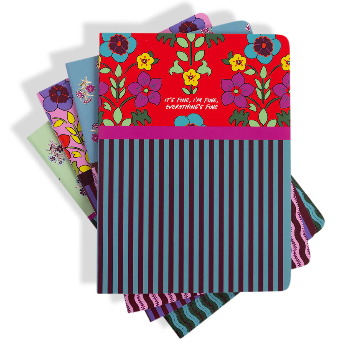 Stitched Notebook S/4 - Floral Stripes