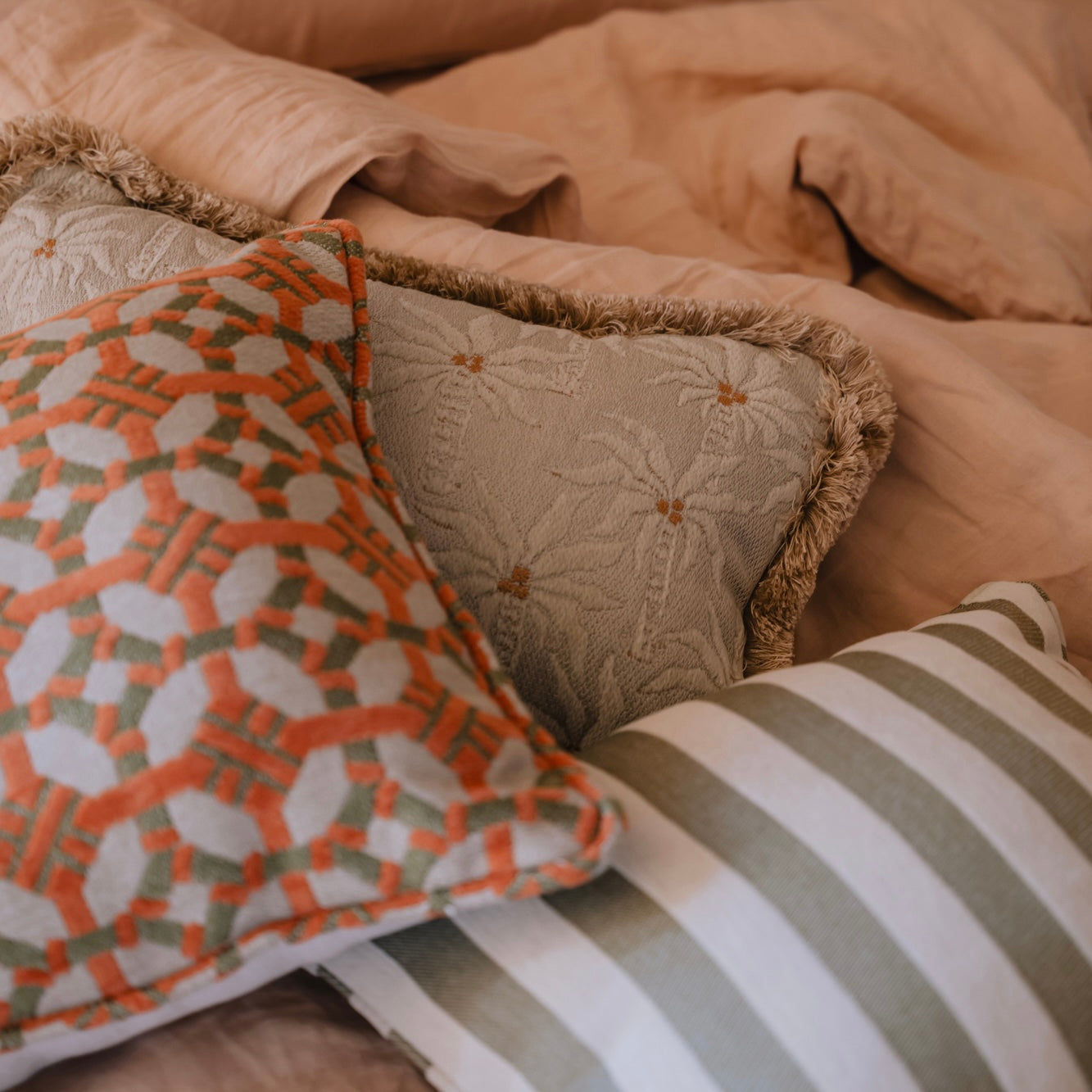 Cushion Coco Burnt Orange & Olive