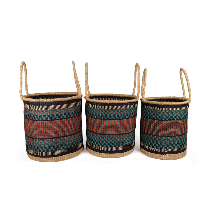 KOBE: Teal, Orange and Brown Log or Laundry Basket