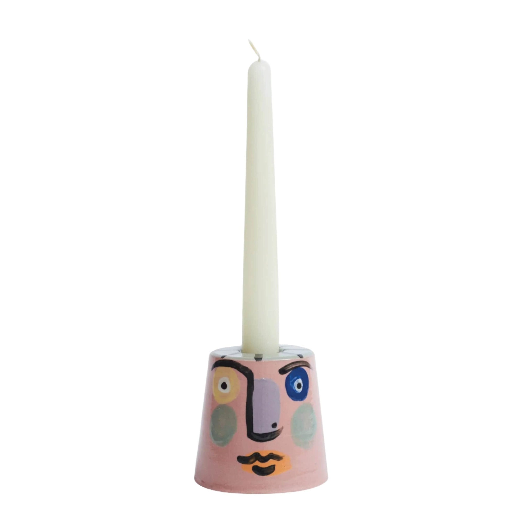 Isolation Face Candle Holder Pink