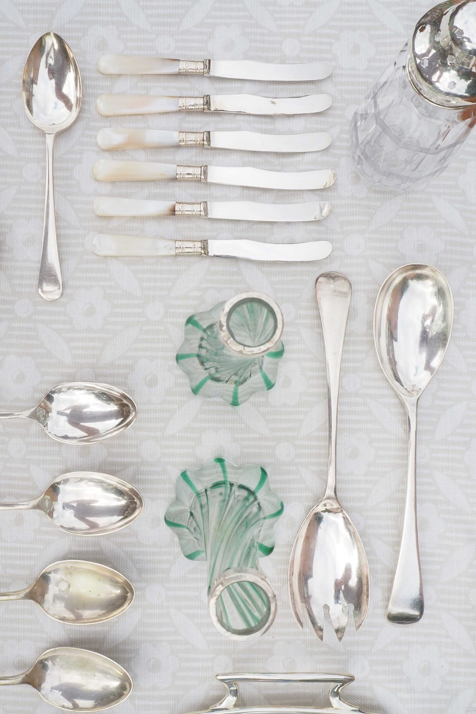 Glass and Silver Bud Vases