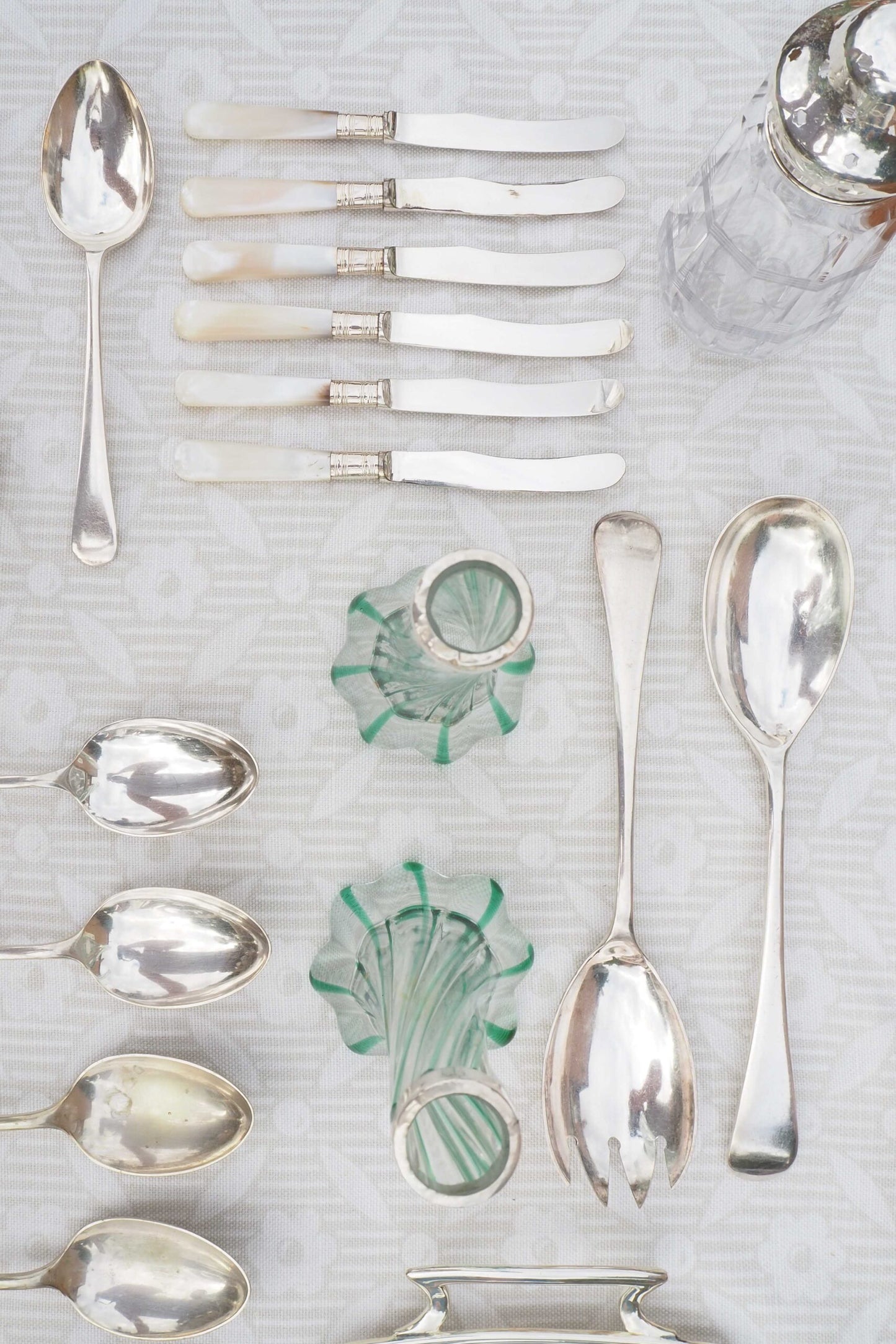 Glass and Silver Bud Vases