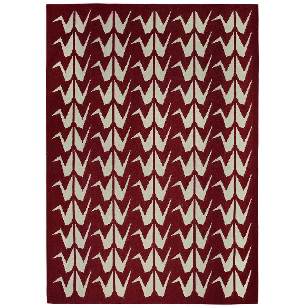 Crane Flatweave Rug - Maroon and Grey