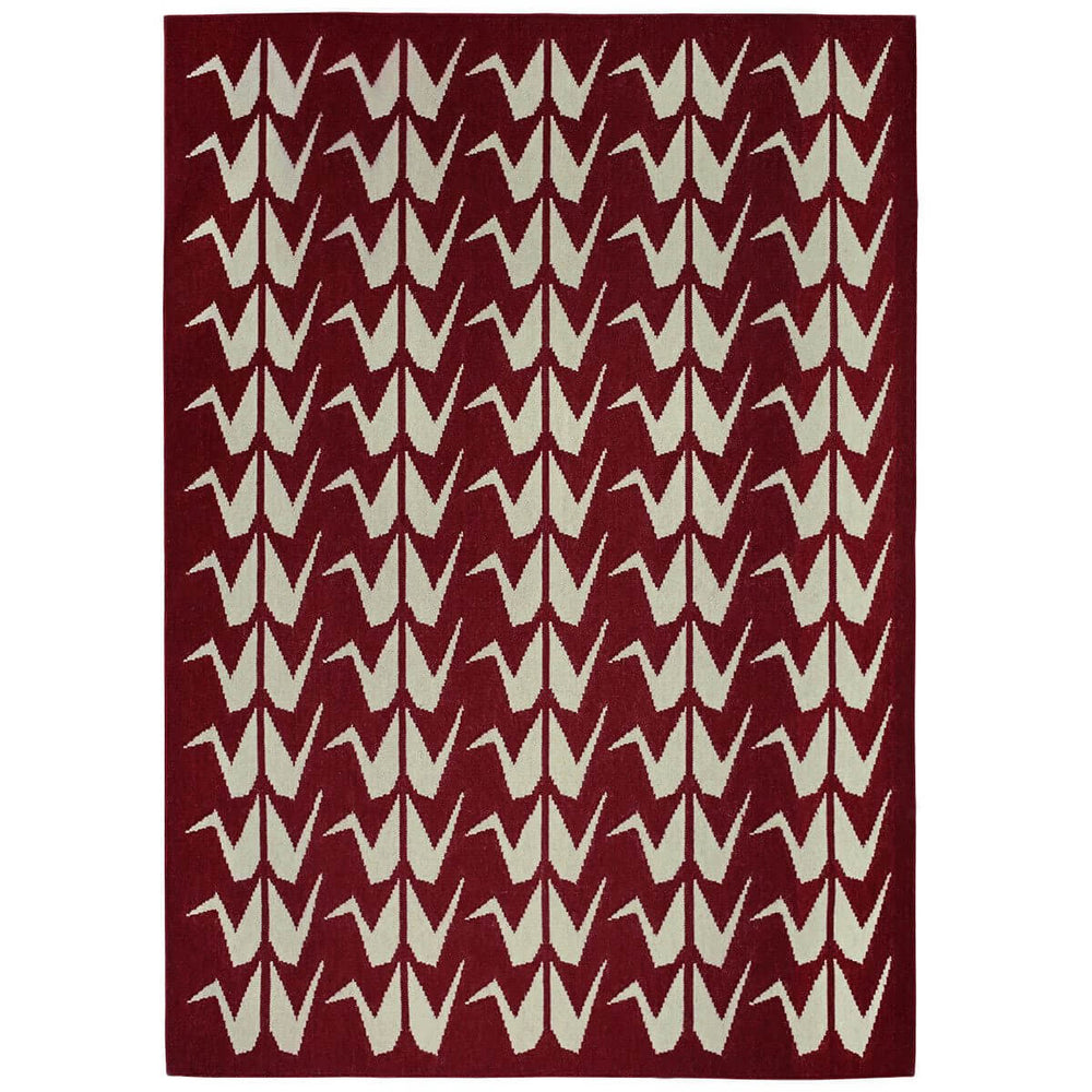 Crane Flatweave Rug - Maroon and Grey