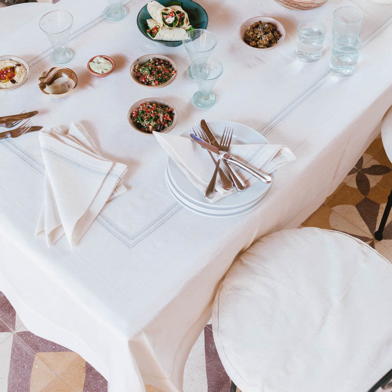 Shashiko Linen Tablecloth