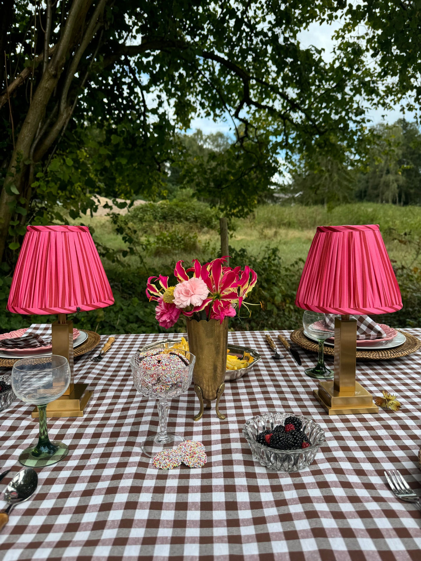 Philia Rechargable Table Lamp Pink/Red Stripes