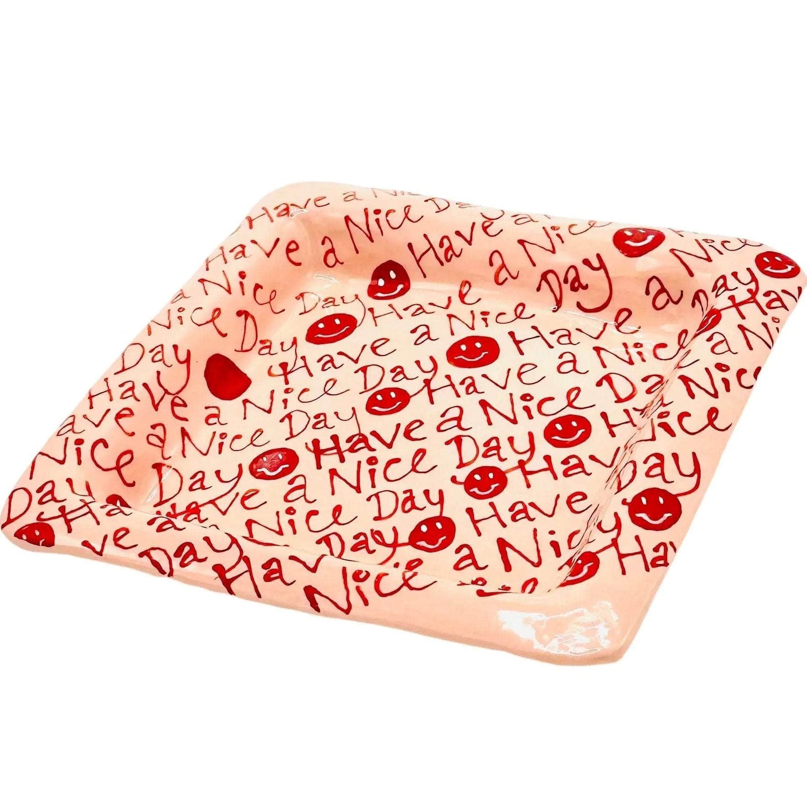 Have a Nice Day Trinket Tray Pink and Red