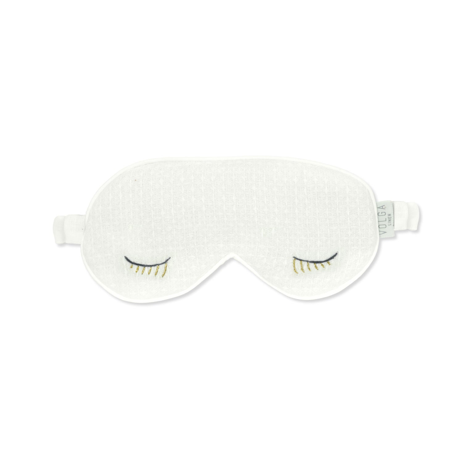 Eye Mask in Ivory White Waffle with Audrey Hepburn Inspired Embroidery