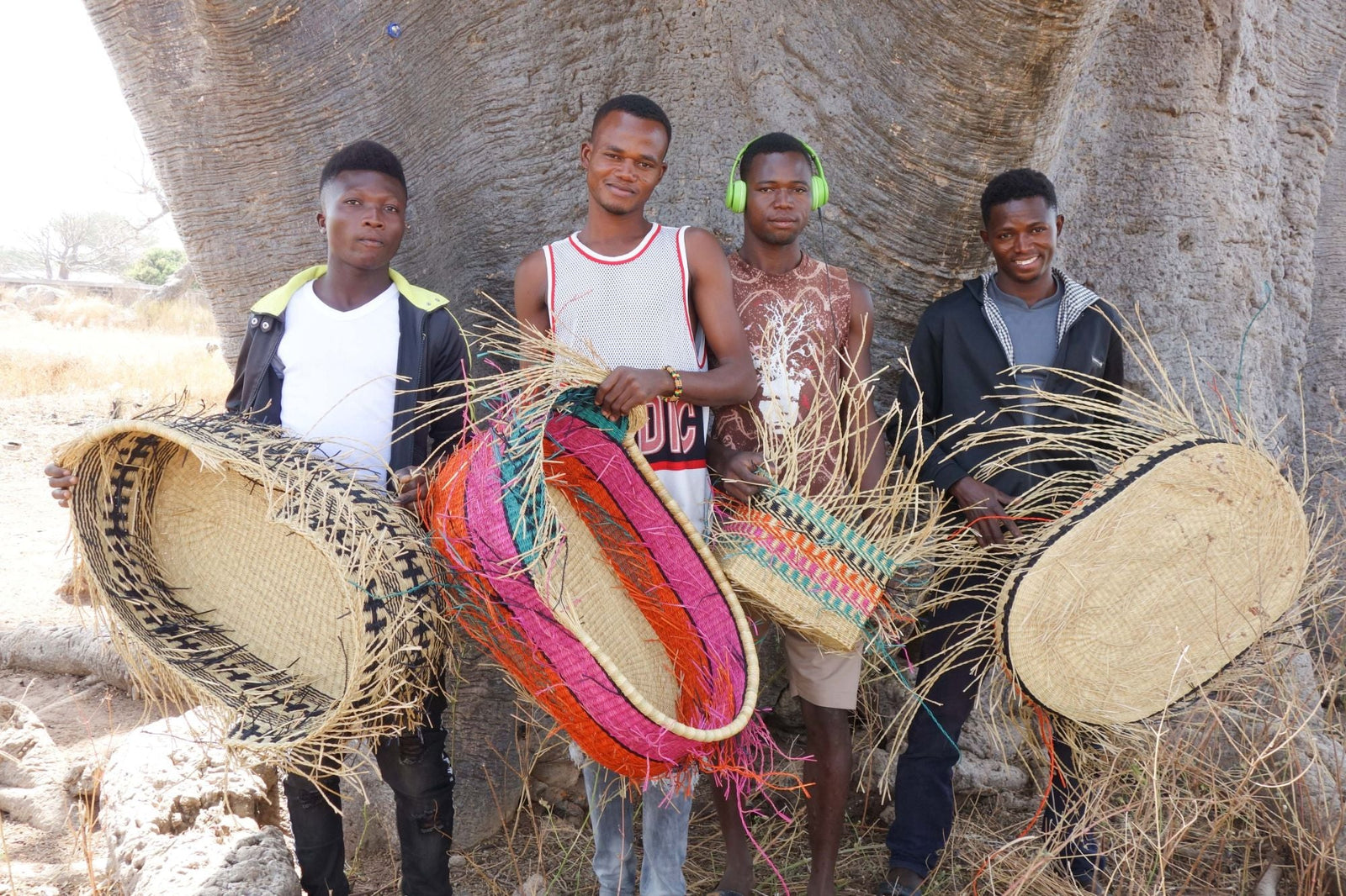 EFI: Green, Pink and Orange Woven Moses Basket