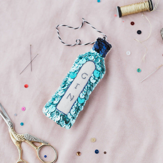 Blue Gin Sequin Hanging Ornament