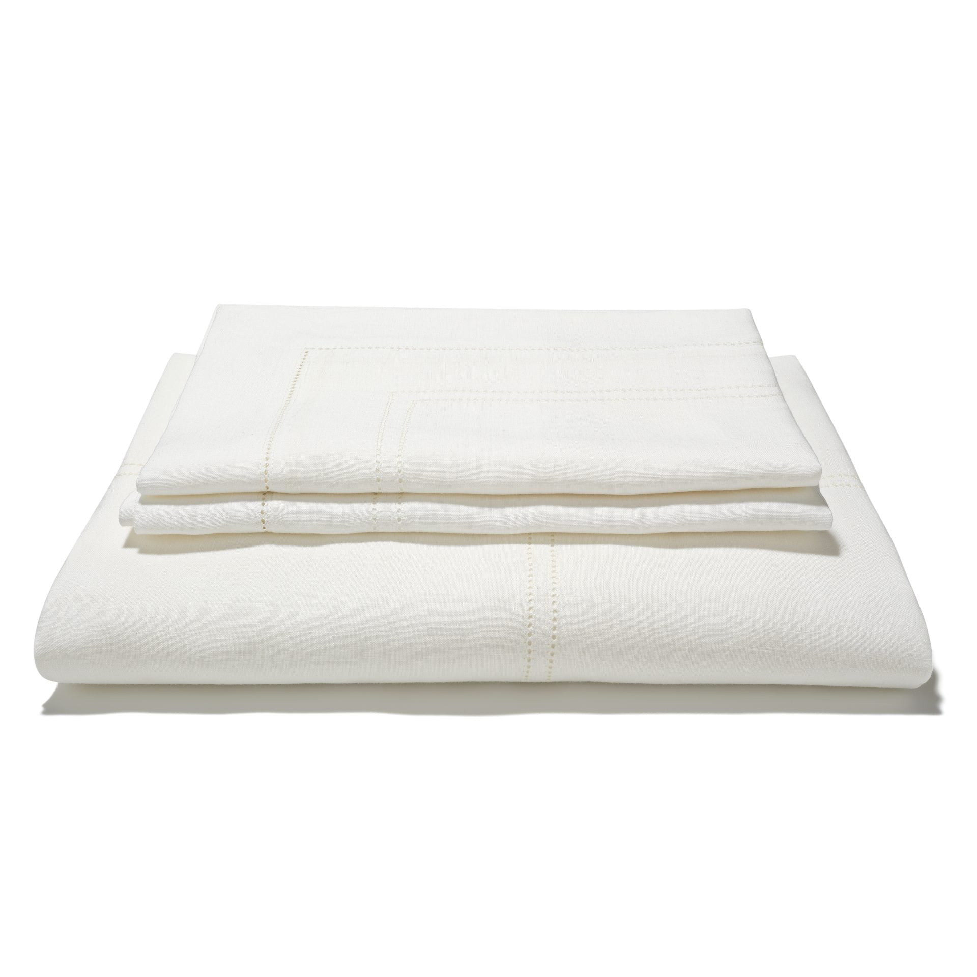 Bed Linen Set Ivory White Hemstitch