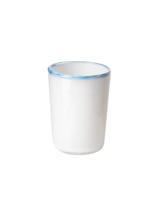 Thyme Hand Blown Water Glass in White/Blue