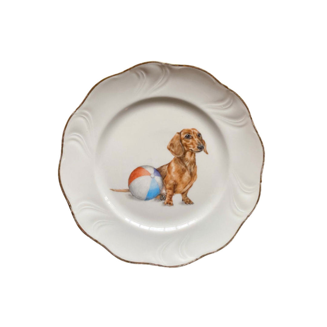 Sveva's Home Porcelain Puppy Plate Set of 4