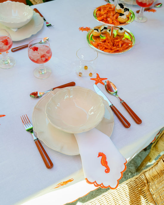 Orange Seahorse Napkin with Picot Trim
