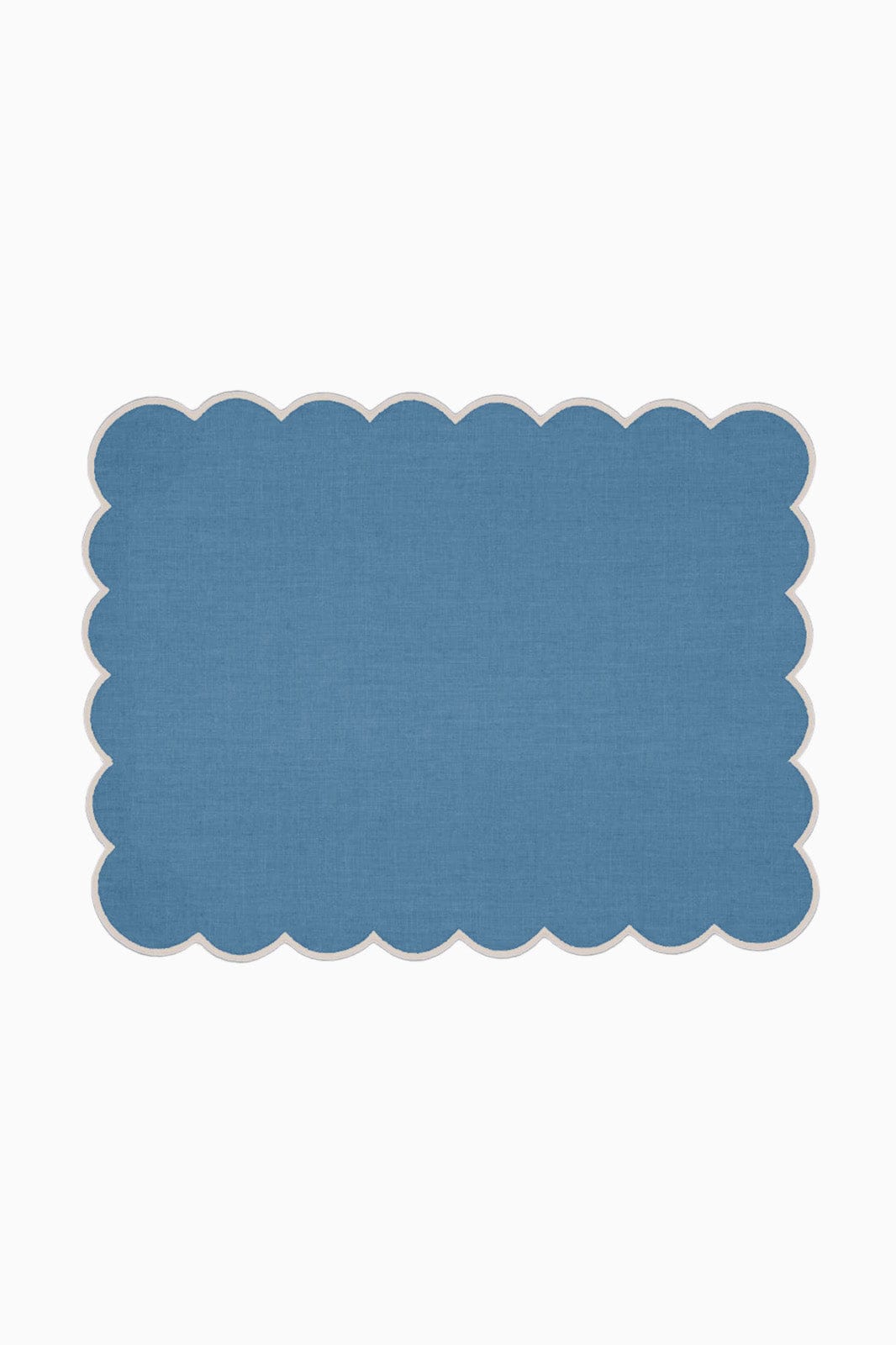 Zero-Waste Scalloped Linen Placemats Poppy Blue - Set of 2