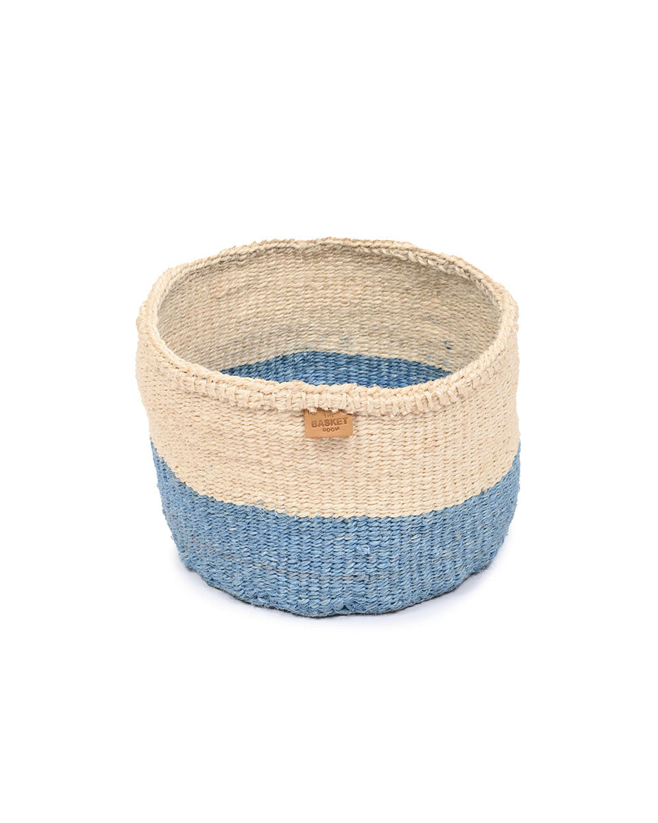 MKOA: Sky Blue Colour Block Woven Basket