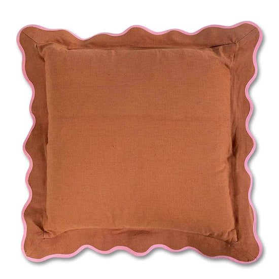 Darcy Linen Pillow - Rust + Light Pink