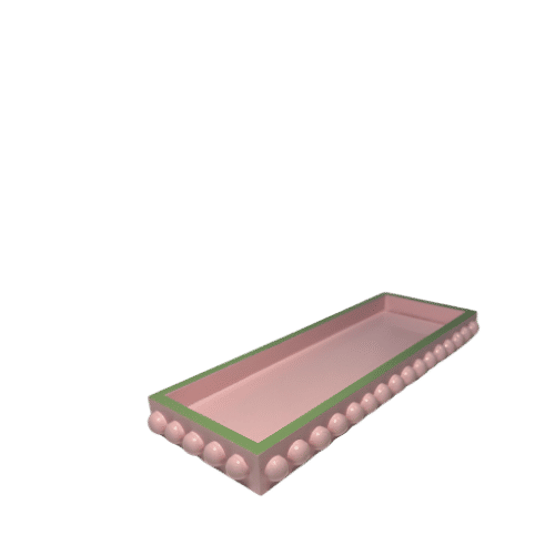 Pink Bobbin Style Decorative Tray with Green Edge