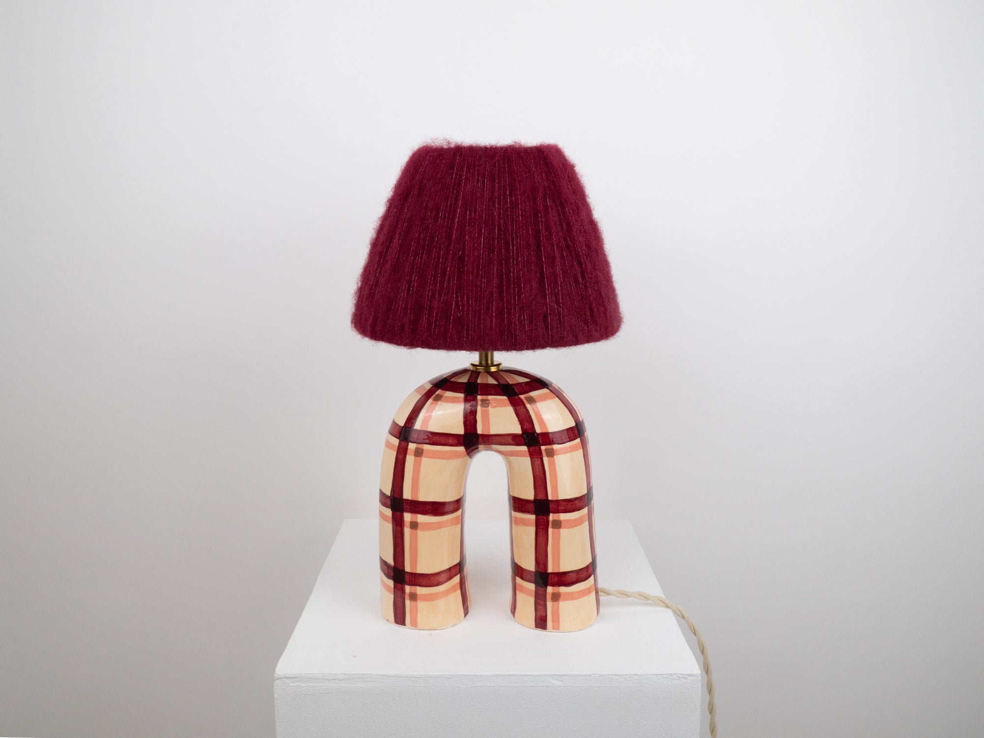 'You' Table Lamp - Maroon Gingham