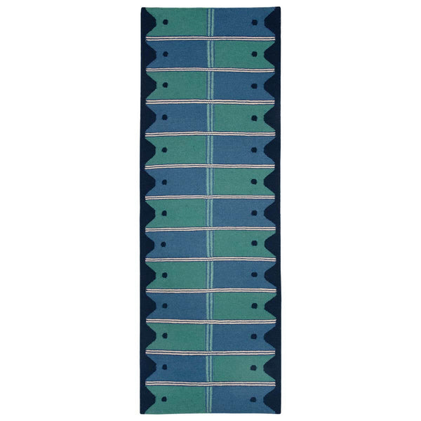 Ladder Flatweave Runner Rug - Blue and Green