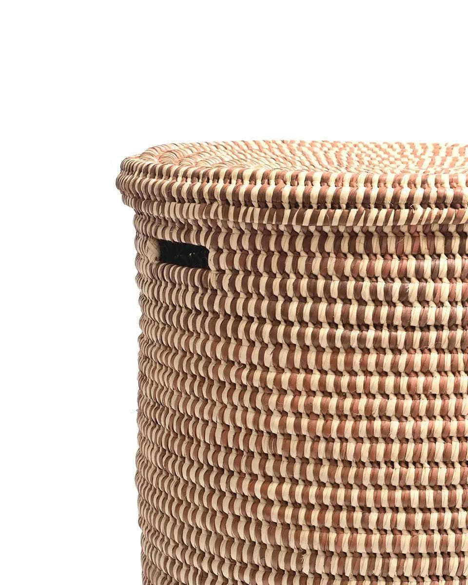 DHIDI: Mocha Checked Laundry Basket