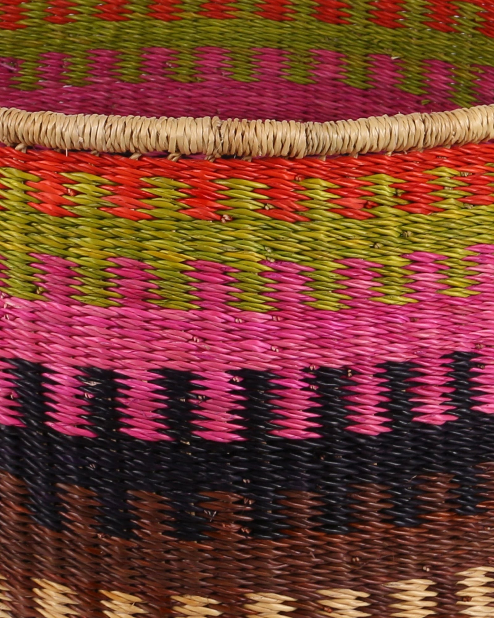 ADWENPA: Large Pink, Green and Black Floor Storage Basket with Handles