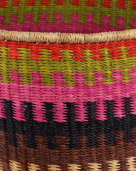 ADWENPA: Large Pink, Green and Black Floor Storage Basket with Handles