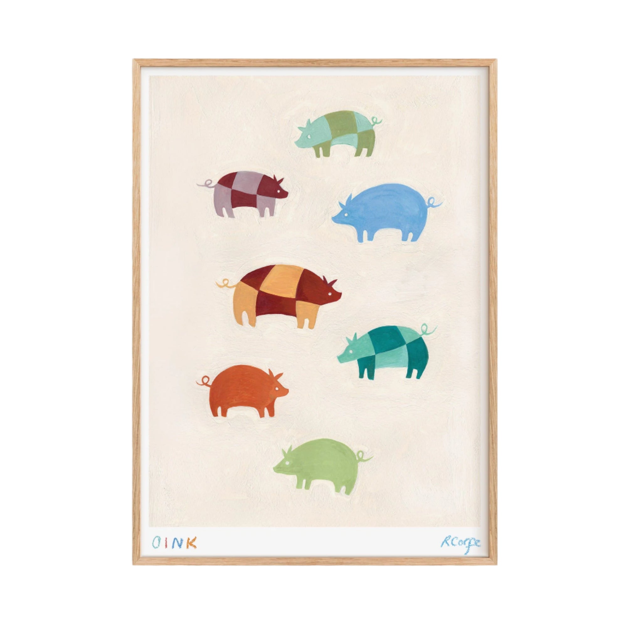 A4 - Colourful 'Oink' Pig Print