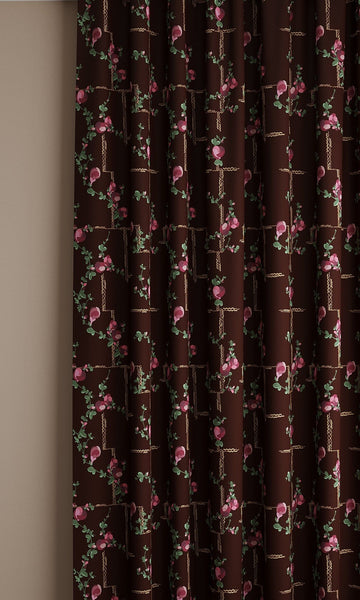 Coco, Fuchsia on Brick Linen Fabric