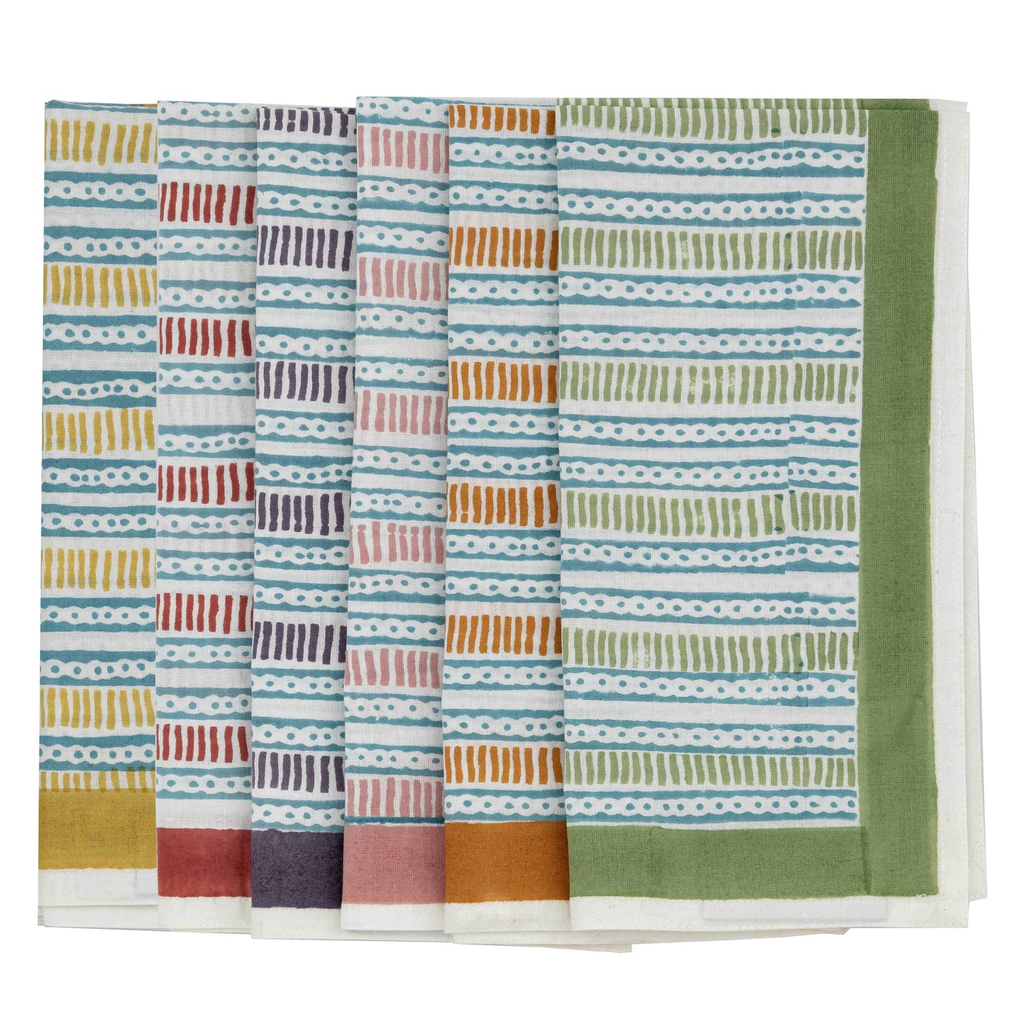Set of 6 Lines and Dots Napkins Multicoloured