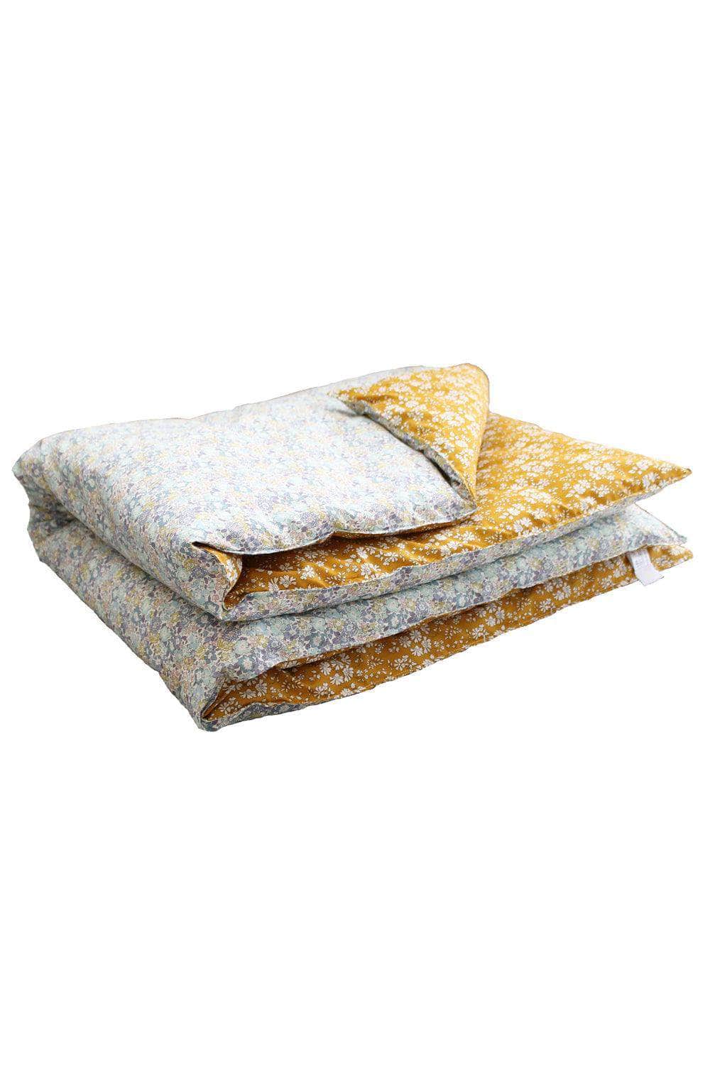 Reversible Heirloom Quilt Made With Liberty Fabric Michelle Sea Green & Capel Mustard