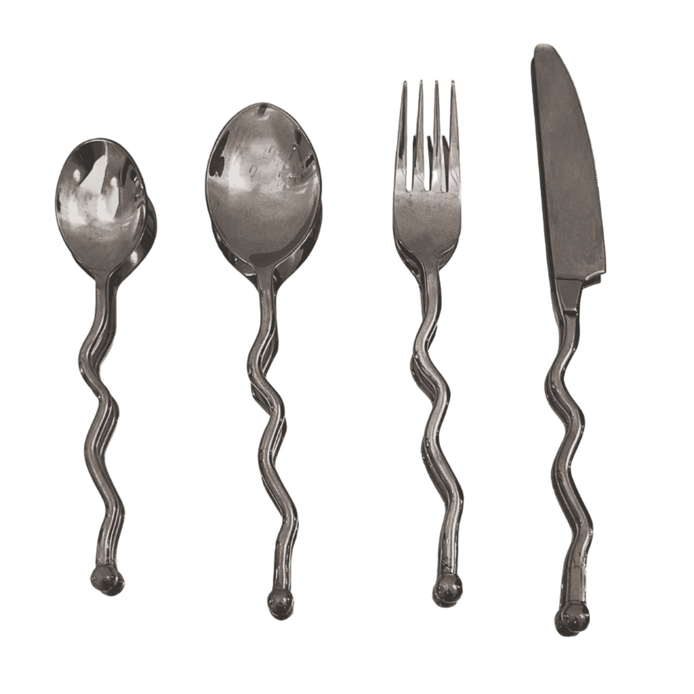 Set of 4 Wavy 80's Cutlery