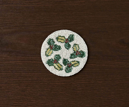 Hand-sewn Embroidery Seed Beaded Coasters