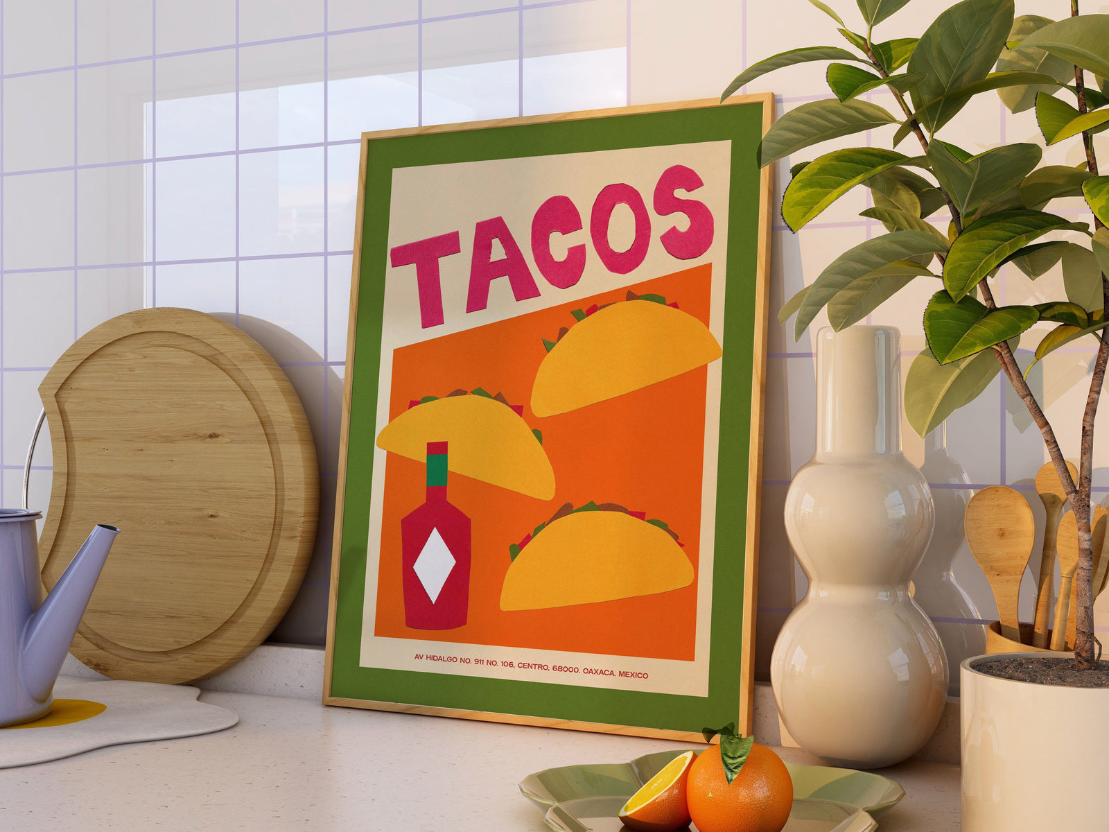 Tacos Hand Collaged Print