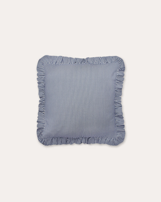 The Fine Stripe Square Cushion in Delphinium