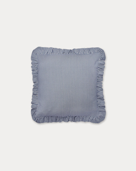 The Fine Stripe Square Cushion in Delphinium