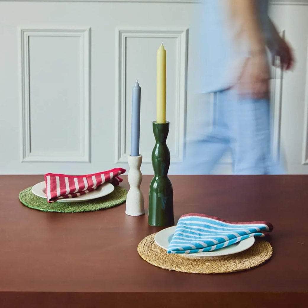 Block Stripe Napkins - Mint / White