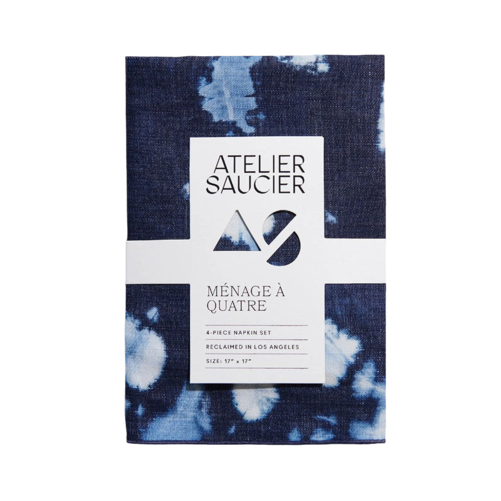 Tie-dye Denim Linen Napkins | Set of 4