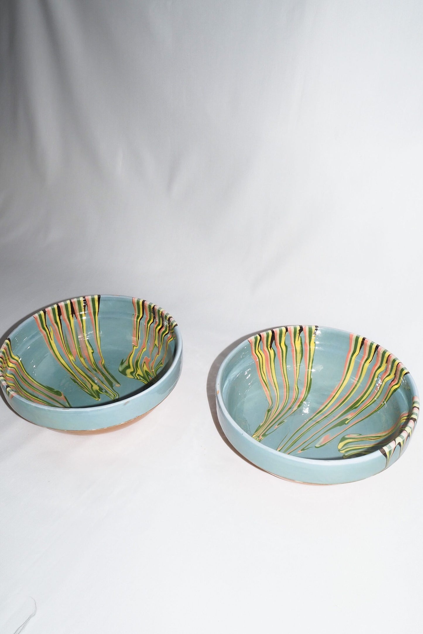 Blue Marbled Large Serving Bowl