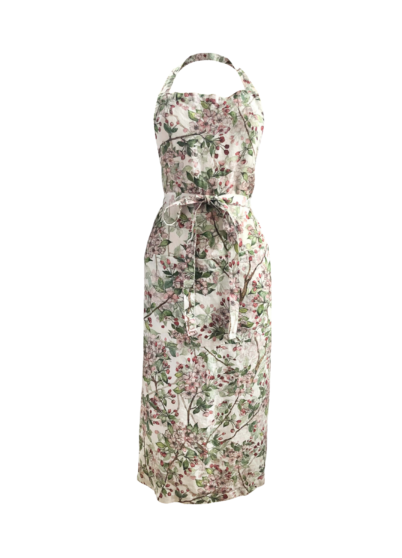 Cherry Blossom printed Linen Apron
