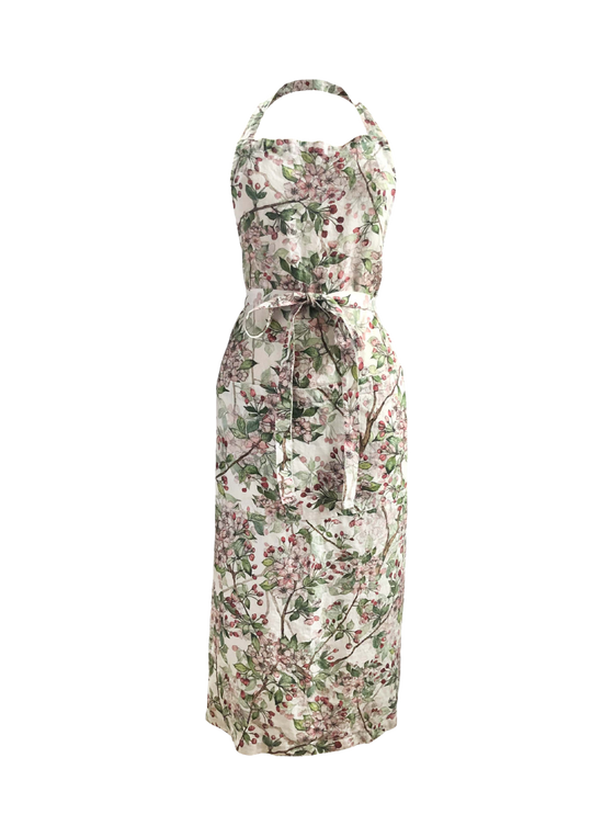 Cherry Blossom printed Linen Apron