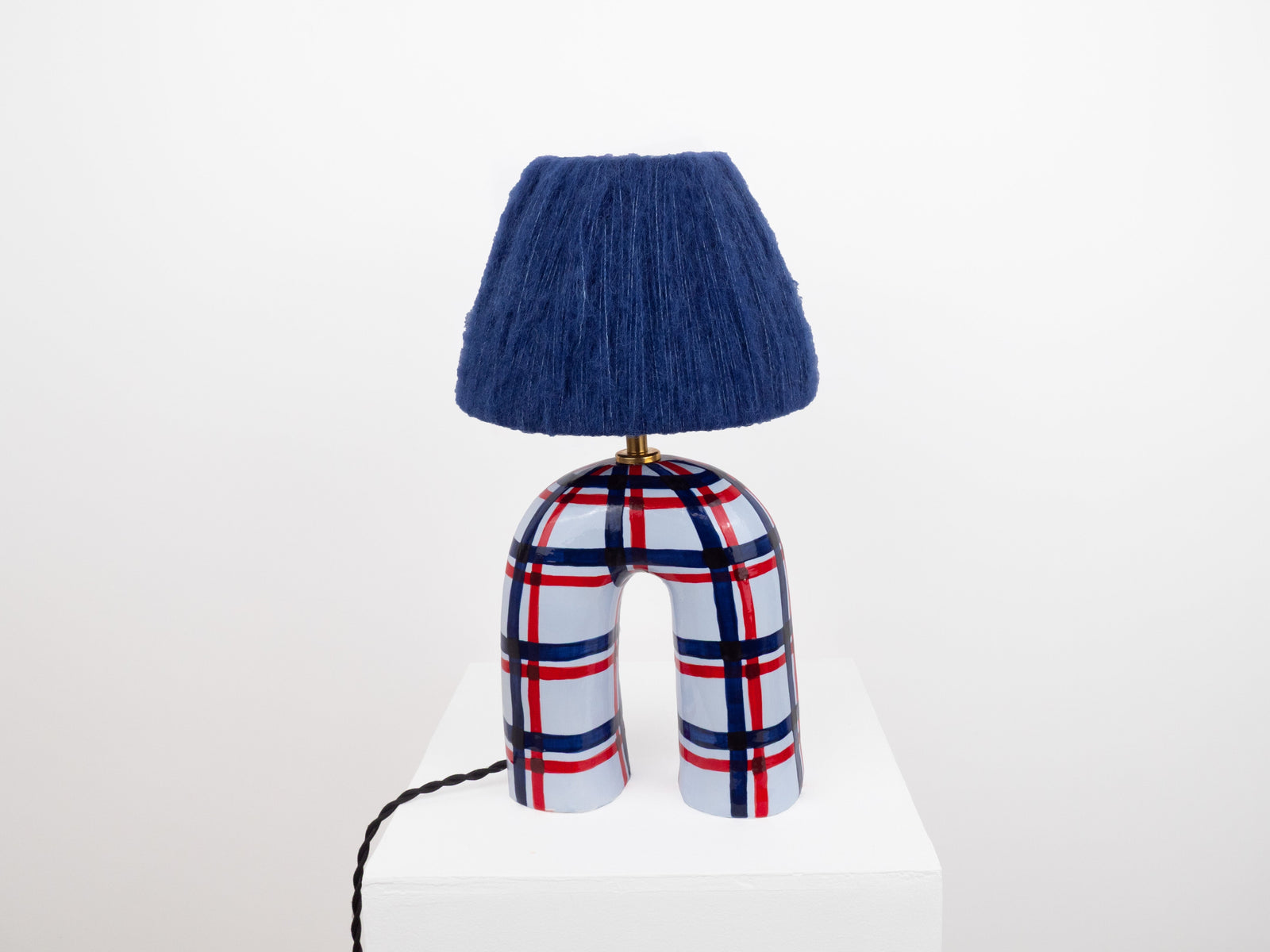 'You' Table Lamp - Blue Gingham