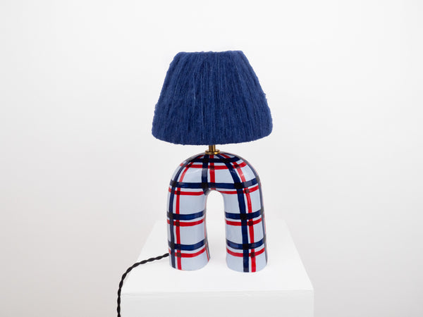 'You' Table Lamp - Blue Gingham
