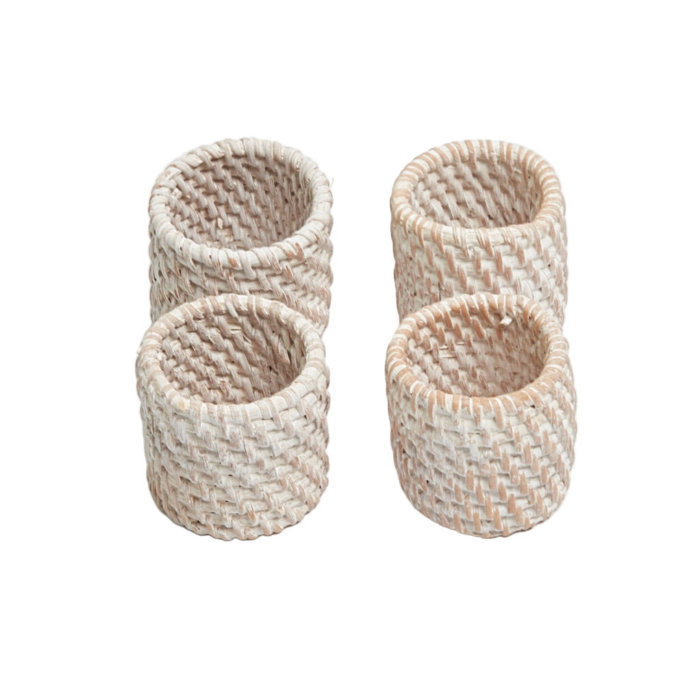 White Rattan Napkin Rings (set of 4)